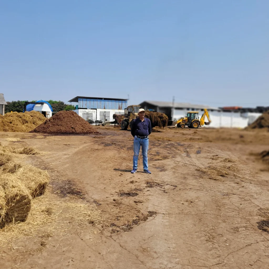 Mr. J.K. Singh, founder of Krishigence, at mushroom farm